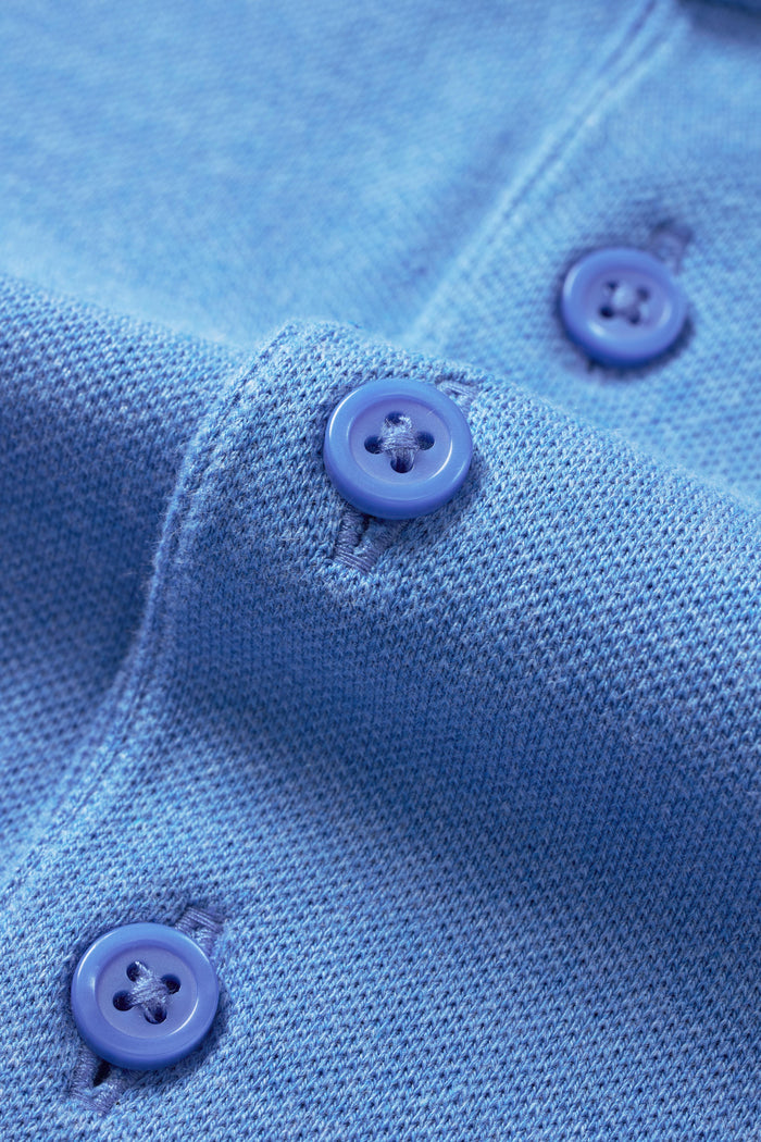 Heather Sky Blue Dress Collar Performance Polo - Atica Man