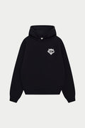 HEAVYWEIGHT MONOGRAM APPLIQUE EMBLEM HOODIE - BLACK