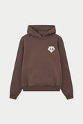 HEAVYWEIGHT MONOGRAM APPLIQUE EMBLEM HOODIE - BROWN