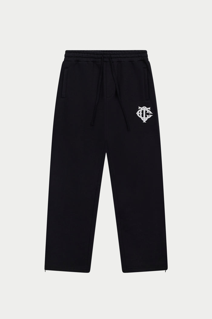 HEAVYWEIGHT MONOGRAM APPLIQUE EMBLEM JOGGERS - BLACK