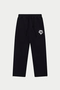 HEAVYWEIGHT MONOGRAM APPLIQUE EMBLEM JOGGERS - BLACK