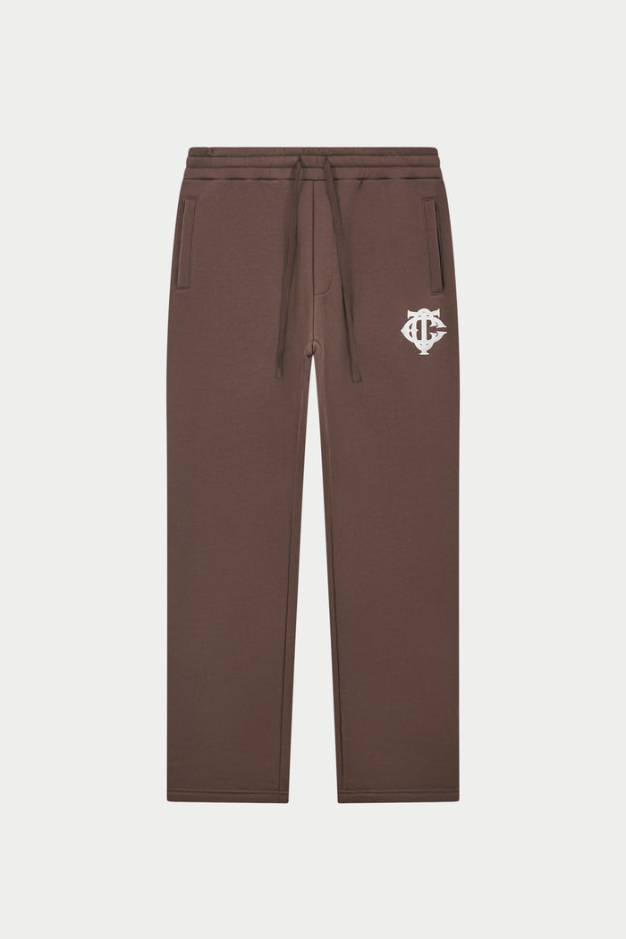 HEAVYWEIGHT MONOGRAM APPLIQUE EMBLEM JOGGERS - BROWN