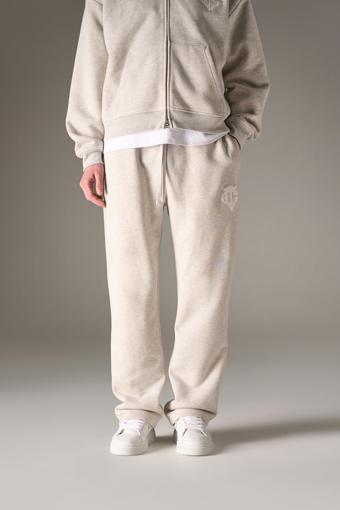 HEAVYWEIGHT MONOGRAM APPLIQUE EMBLEM JOGGERS - GREY MARL