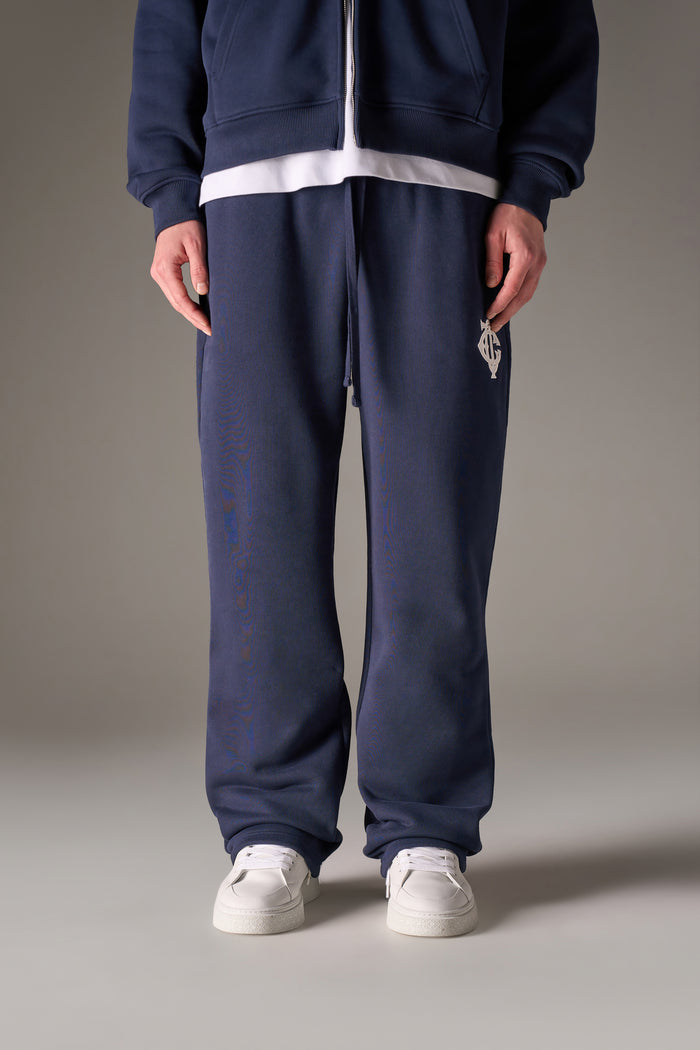 HEAVYWEIGHT MONOGRAM APPLIQUE EMBLEM JOGGERS - NAVY