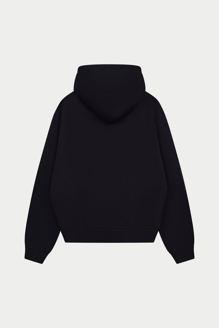 HEAVYWEIGHT MONOGRAM APPLIQUE EMBLEM ZIP THROUGH - BLACK