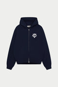 HEAVYWEIGHT MONOGRAM APPLIQUE EMBLEM ZIP THROUGH - NAVY