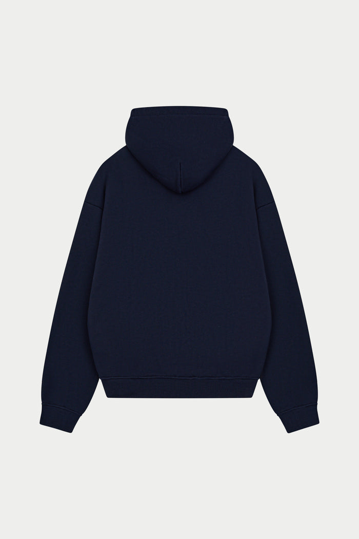 HEAVYWEIGHT MONOGRAM APPLIQUE EMBLEM ZIP THROUGH - NAVY
