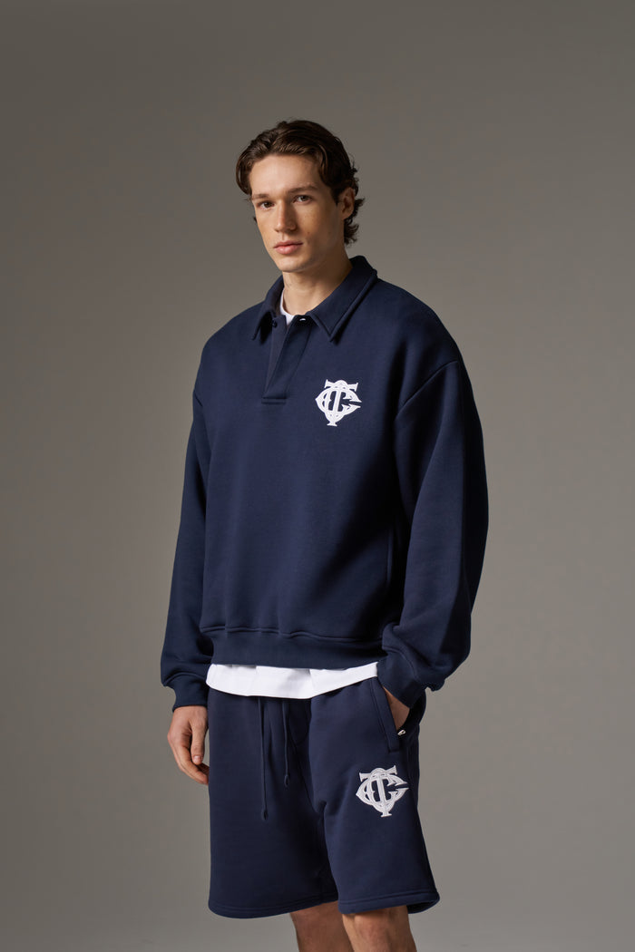 HEAVYWEIGHT MONOGRAM POLO - NAVY