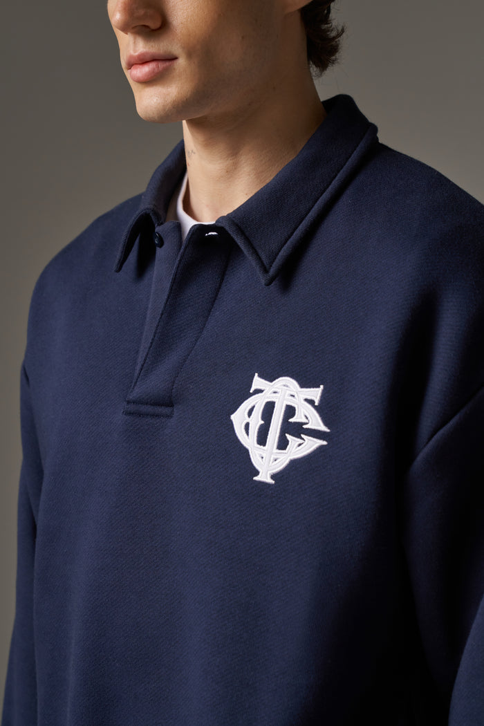 HEAVYWEIGHT MONOGRAM POLO - NAVY