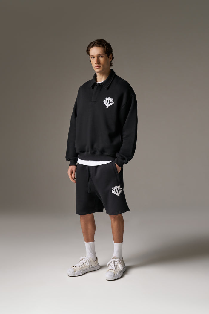HEAVYWEIGHT MONOGRAM SHORTS - BLACK