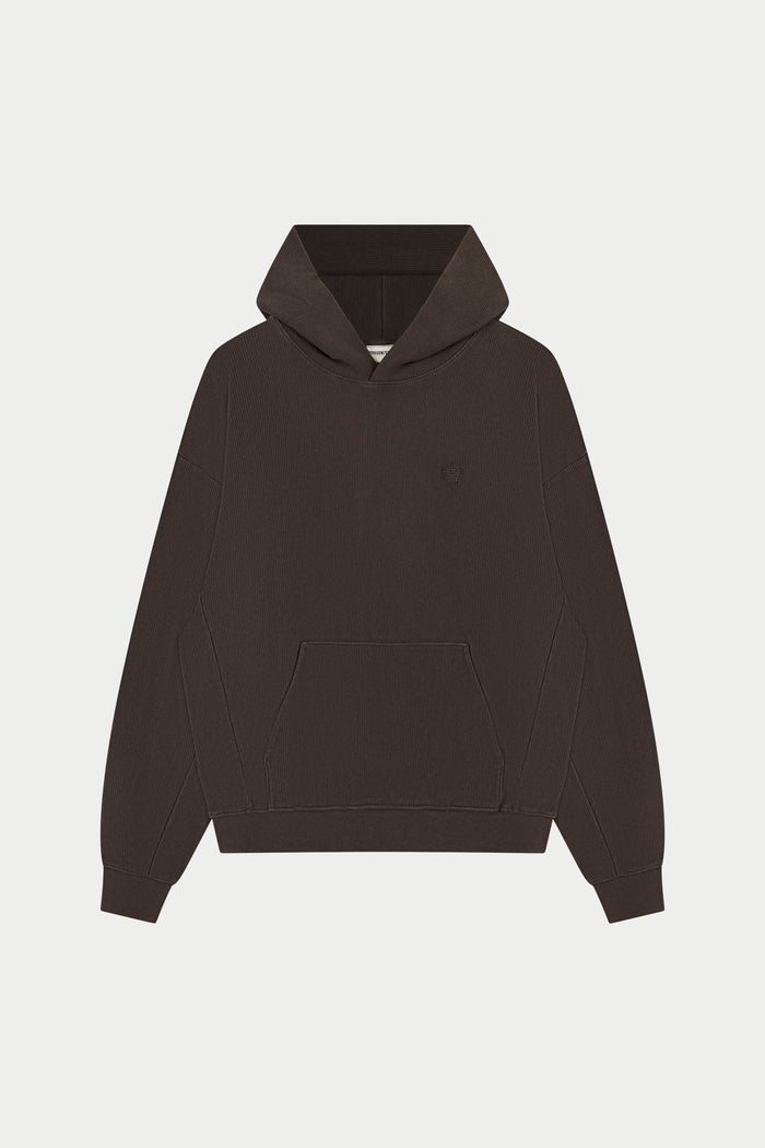HEAVYWEIGHT WASHED RIBBED HOODIE - BROWN