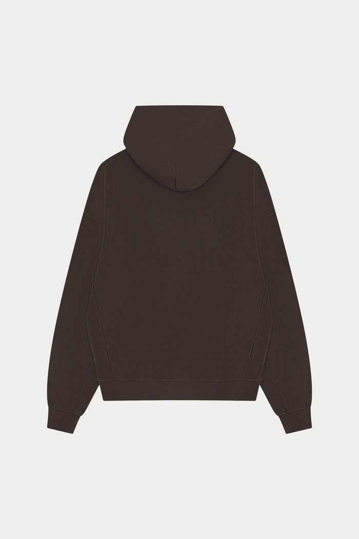 HEAVYWEIGHT WASHED RIBBED HOODIE - BROWN
