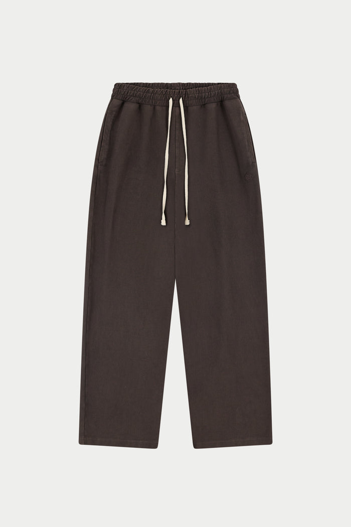 HEAVYWEIGHT WASHED RIBBED JERSEY JOGGERS - BROWN