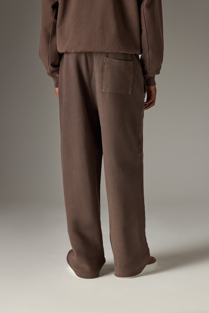 HEAVYWEIGHT WASHED RIBBED JERSEY JOGGERS - BROWN