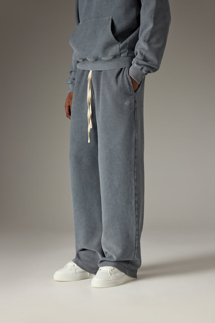 HEAVYWEIGHT WASHED RIBBED JERSEY JOGGERS - GREY