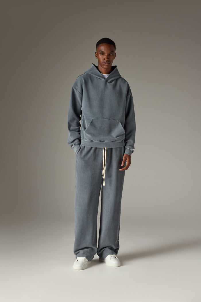 HEAVYWEIGHT WASHED RIBBED JERSEY JOGGERS - GREY