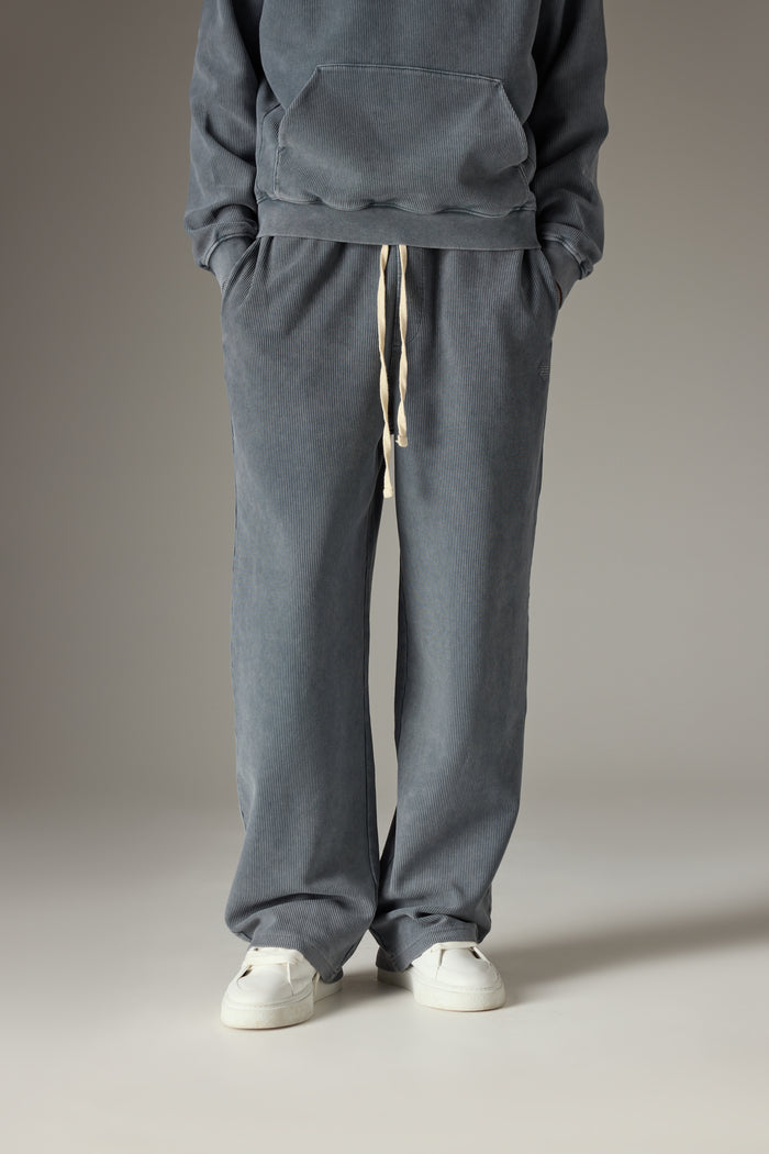 HEAVYWEIGHT WASHED RIBBED JERSEY JOGGERS - GREY