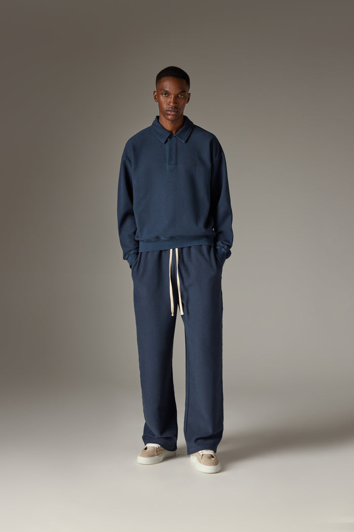 HEAVYWEIGHT WASHED RIBBED JERSEY JOGGERS - NAVY