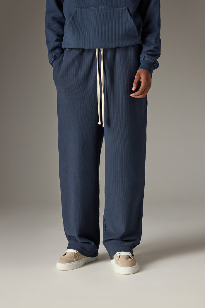 HEAVYWEIGHT WASHED RIBBED JERSEY JOGGERS - NAVY