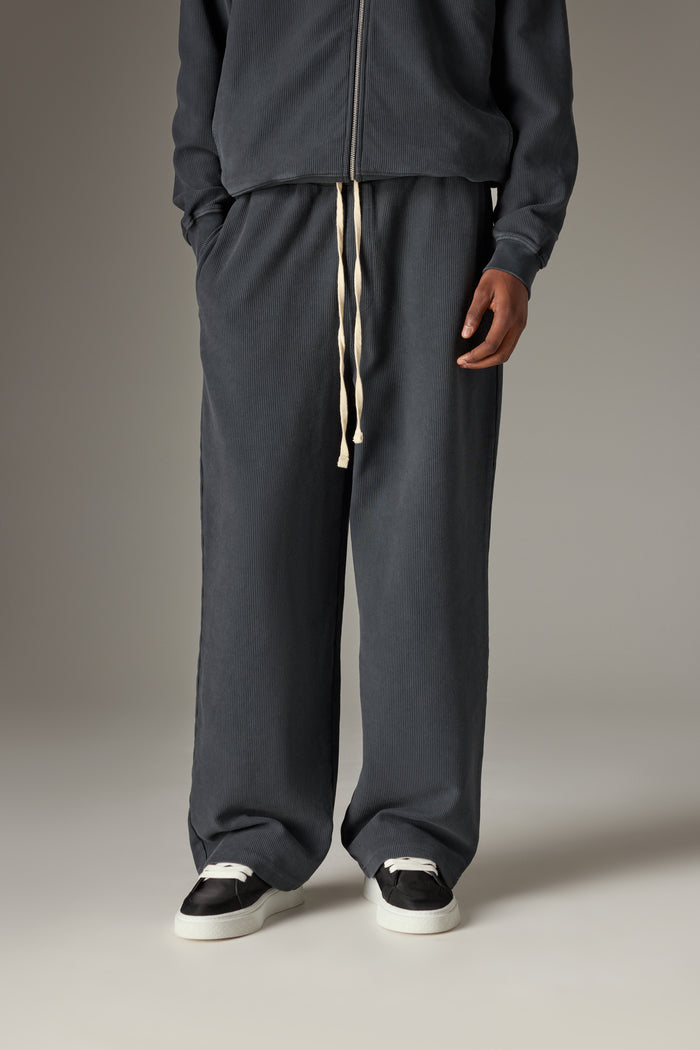 HEAVYWEIGHT WASHED RIBBED JERSEY JOGGERS - WASHED BLACK