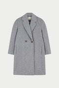 HERRINGBONE WOOL LONGLINE DUSTER COAT - GREY