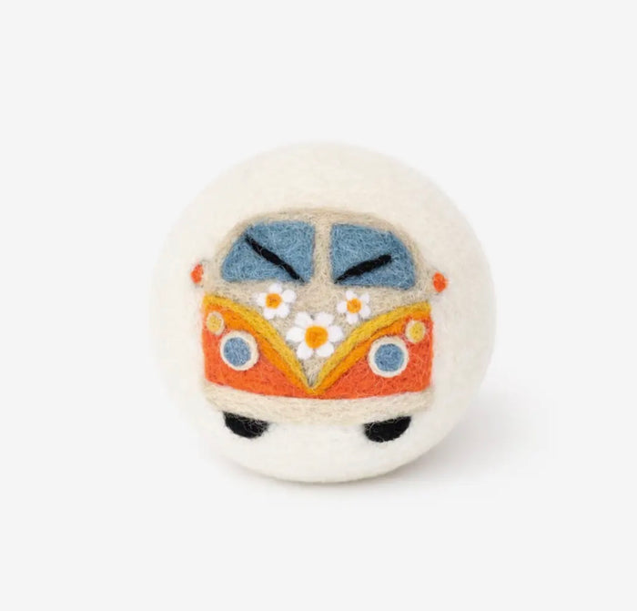 Hippie Bus, Daisy Flower + Mushroom Wool Dryer Ball Set- Fair Trade Made- Final Sale