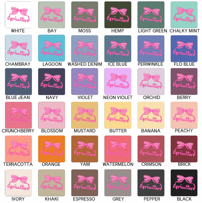 Hot Pink Agriculture Bow– Comfort Colors T-Shirt
