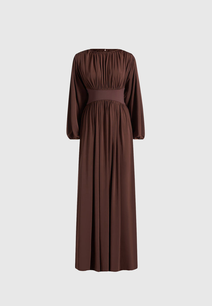 ivana-modest-pleated-cinch-maxi-dress-brown