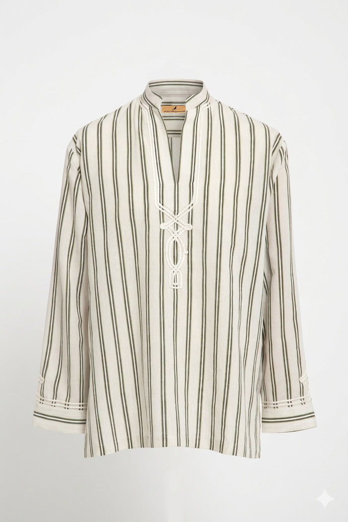 Jerusalem Cotton Ivory & Green Shirt