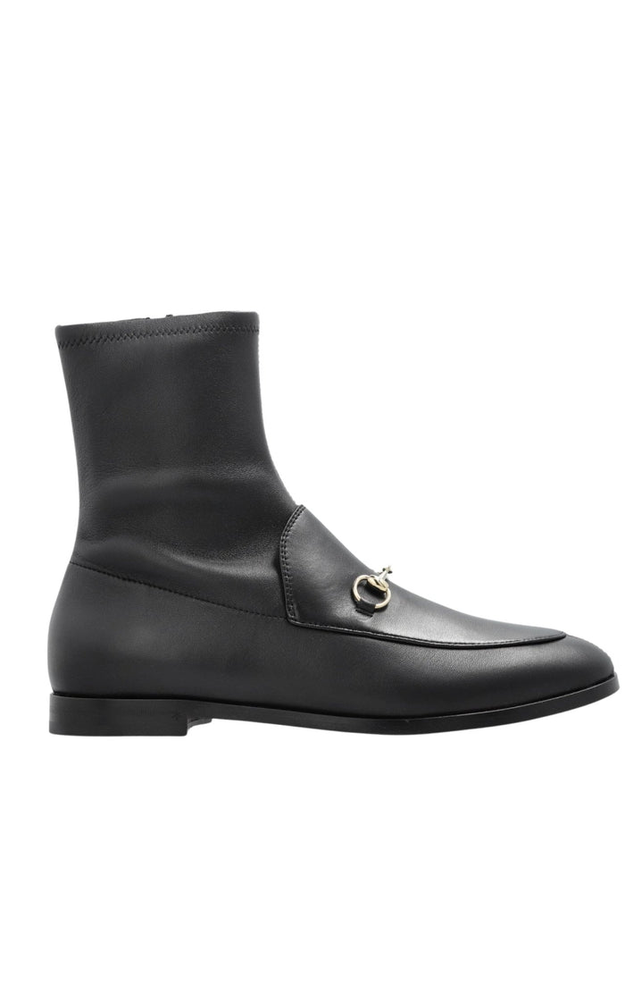 Gucci Jordaan black leather ankle boots with horsebit-inspired hardware