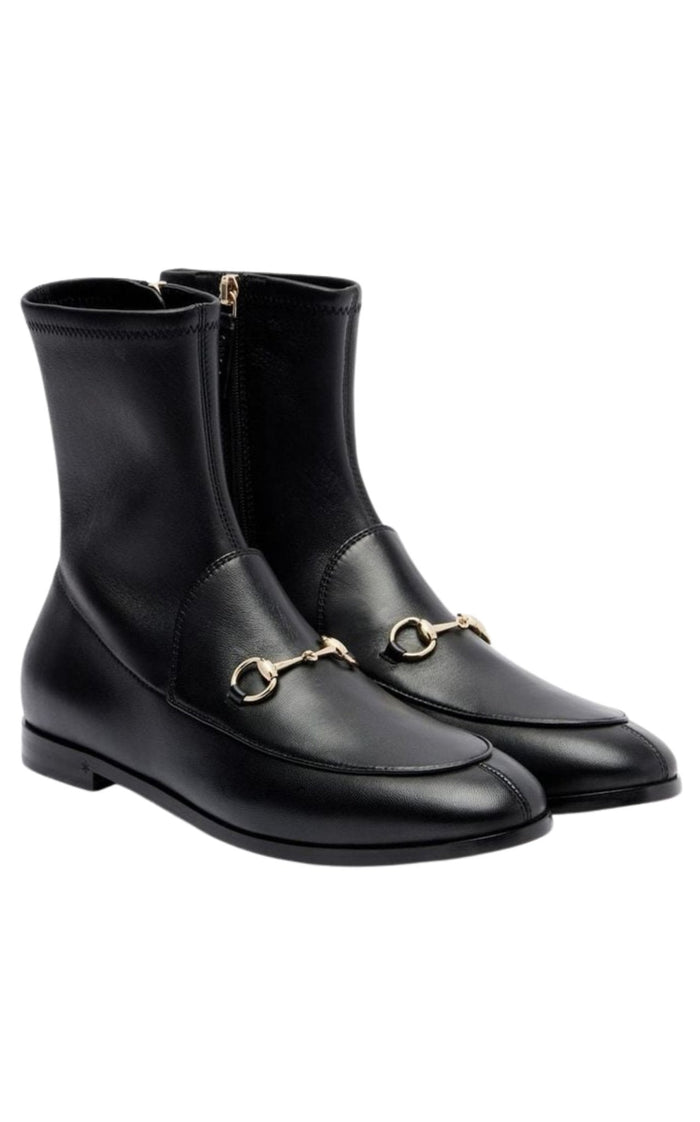 Gucci Jordaan black leather ankle boots with horsebit-inspired hardware