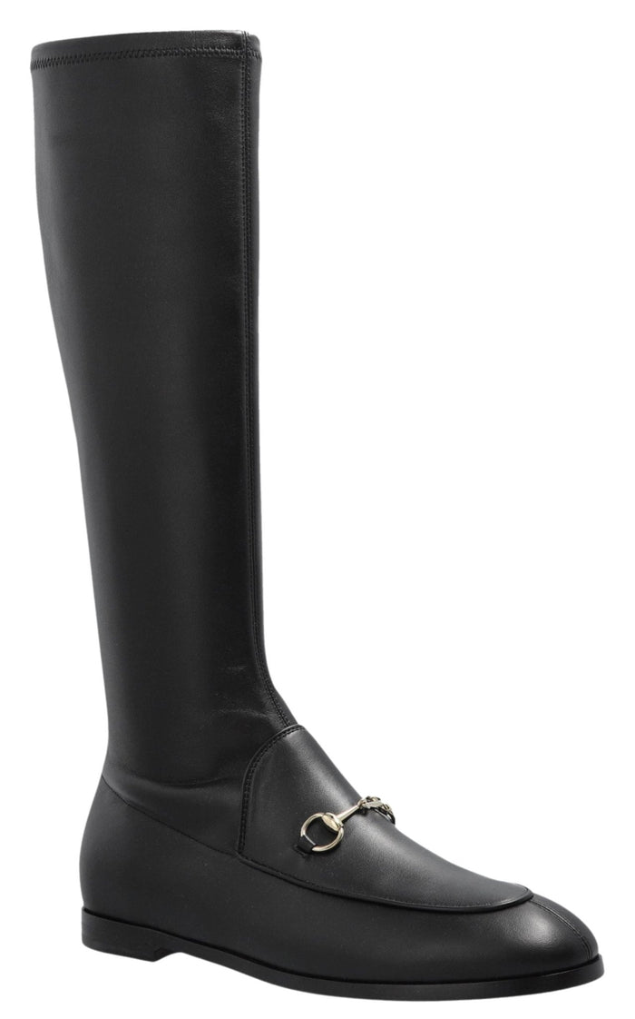 Gucci Jordaan Black Leather Knee-High Boots