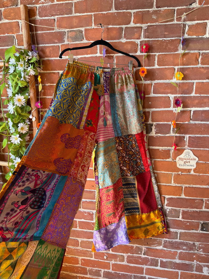 Kaleidoscope Patchwork Sari Lounge Pants - Available in Multiple - Fair Trade Made