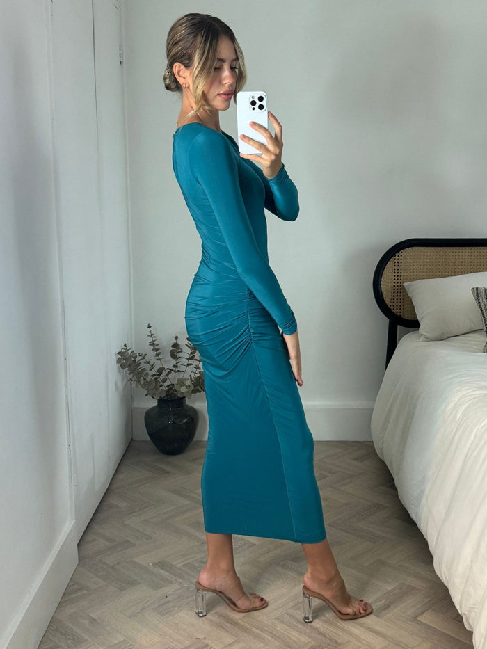 Katie Slinky Maxi Dress / Teal - Style Cheat