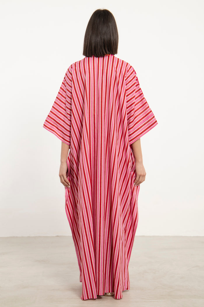 Kawkab Cotton Red & Pink Jellaba