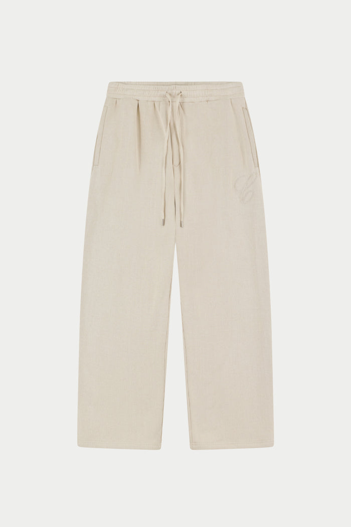 KNIT CONTRAST DRAWCORDS RELAXED JOGGERS - BEIGE