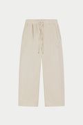 KNIT CONTRAST DRAWCORDS RELAXED JOGGERS - BEIGE