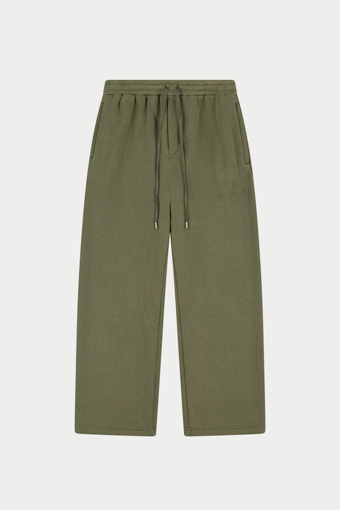 KNIT CONTRAST DRAWCORDS RELAXED JOGGERS - KHAKI