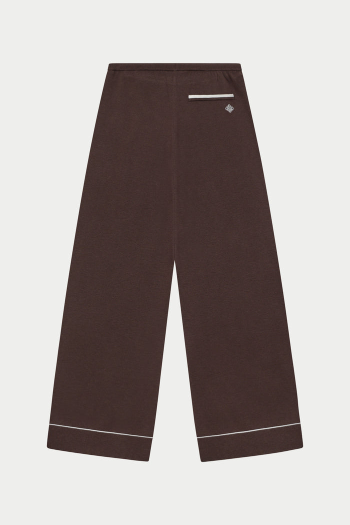 KNITTED PANEL TROUSERS - BROWN