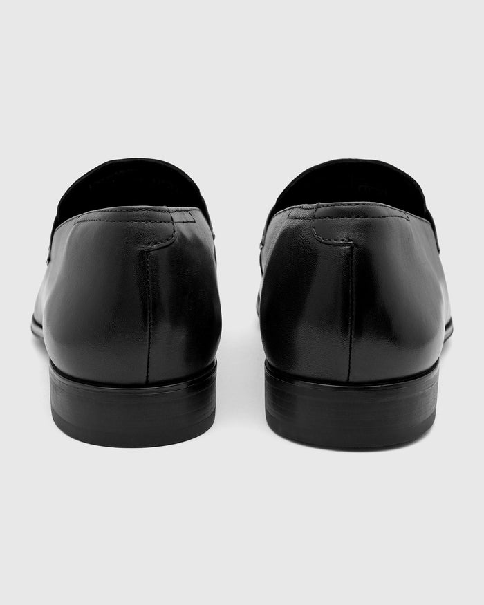 Leather Black Solid Slip On Shoes - Vice
