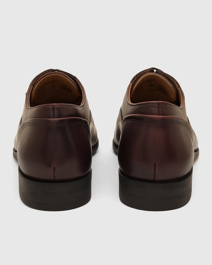 Leather Burgandy Solid Oxford Shoes - Vena