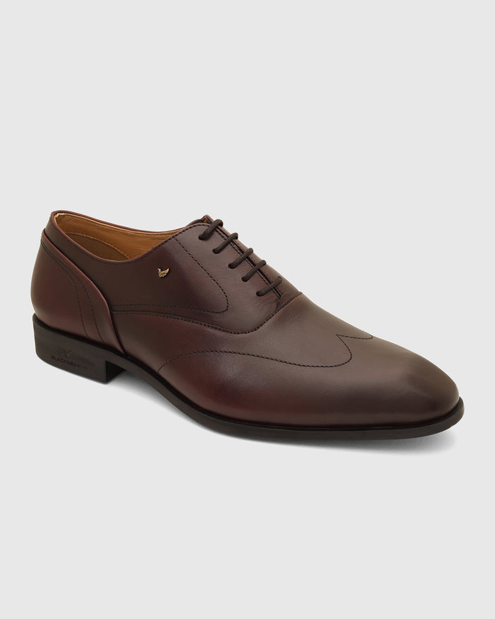 Leather Burgandy Solid Oxford Shoes - Vena