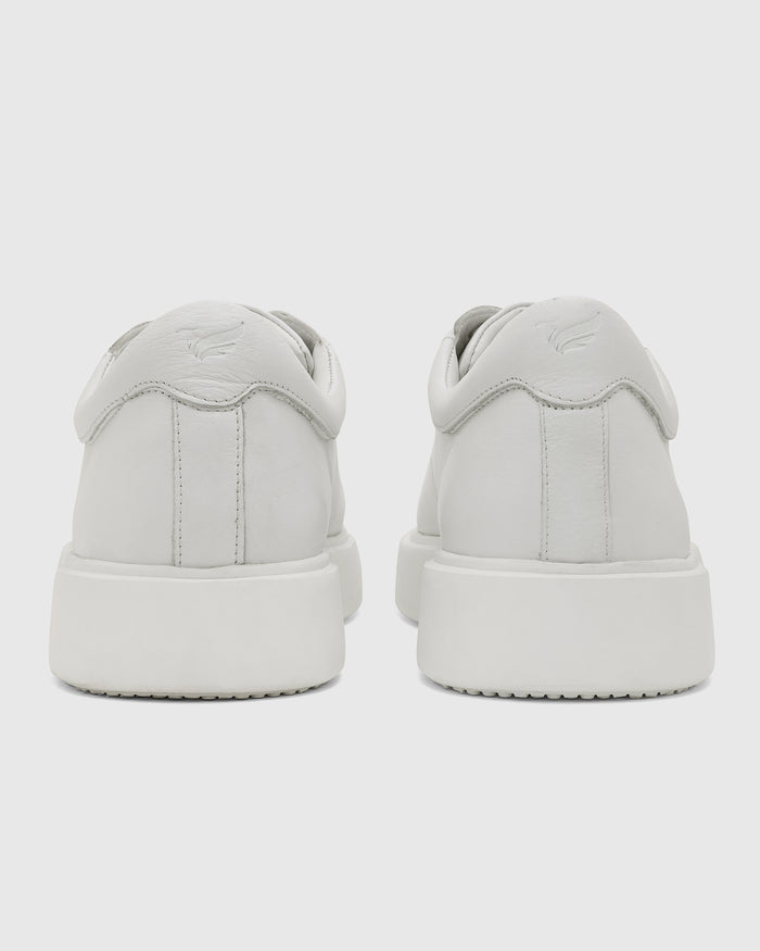 Leather White Solid Sneakers - Vosil