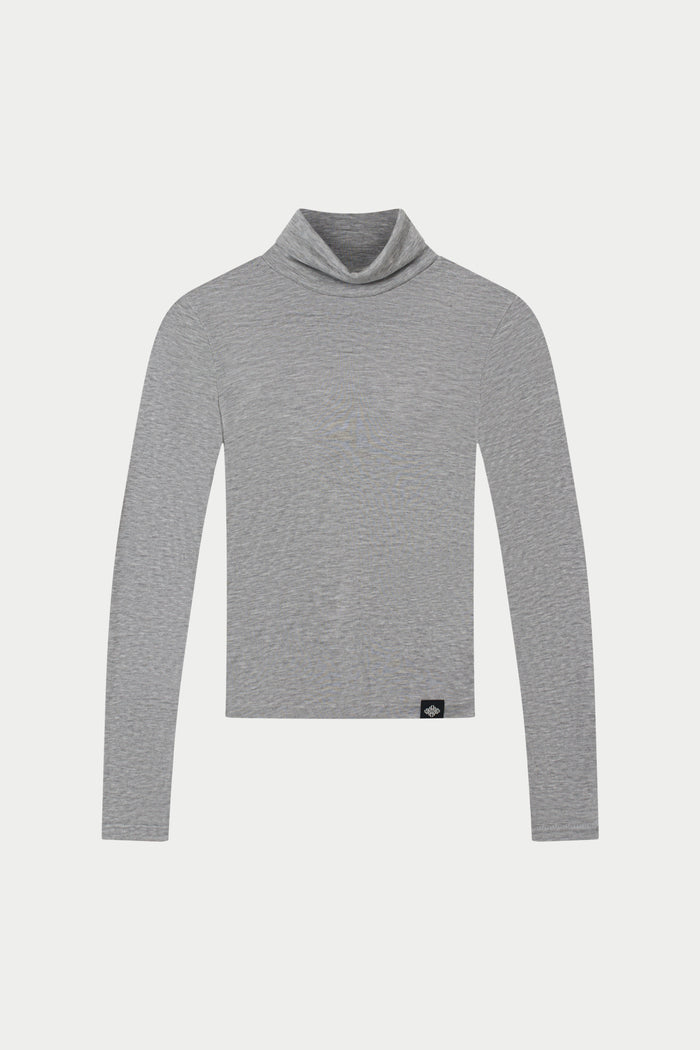LIGHTWEIGHT ROLL NECK TOP - GREY