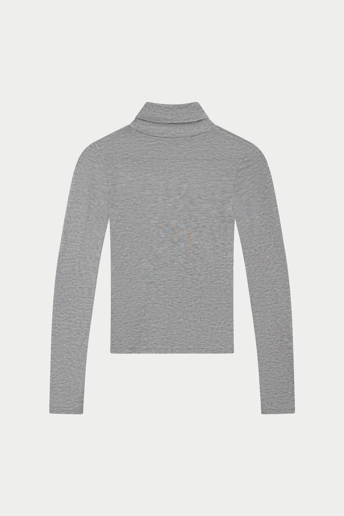 LIGHTWEIGHT ROLL NECK TOP - GREY