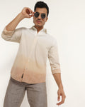 Linen Casual Beige Printed Shirt - Rayen