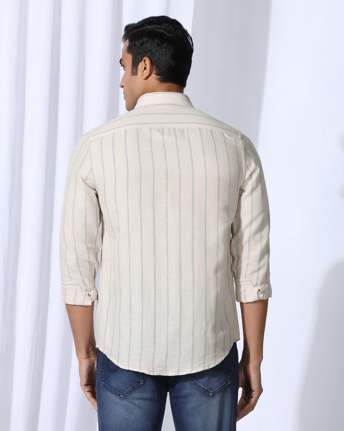 Linen Casual Ecru Stripe Shirt - Darcom