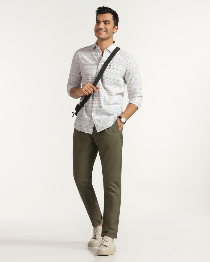 Linen Casual Green Jacquard Shirt - Daigo