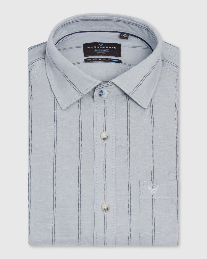 Linen Casual Grey Stripe Shirt - Darcom