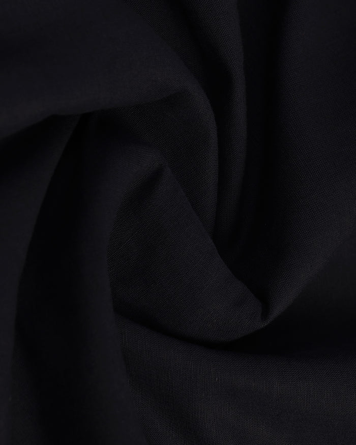 Linen Casual Half Sleeve Black Solid Shirt - maison
